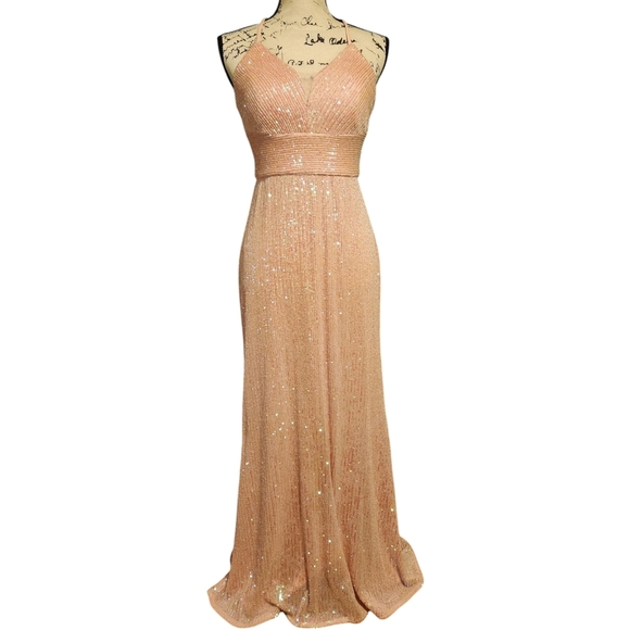 Morgan & Co Blush Sequin Evening Gown - Picture 2 of 8